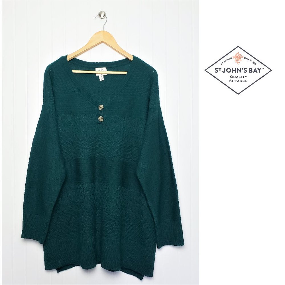 NWT St. John's Bay Emerald Tunic Henley Sweater